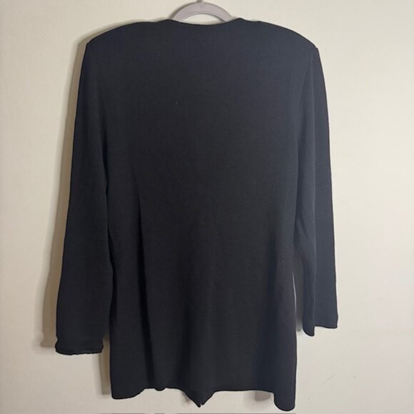 St. John By Marie Gray Long Black Button From Cardigan Sweater Gold Buttons - Picture 2 of 7